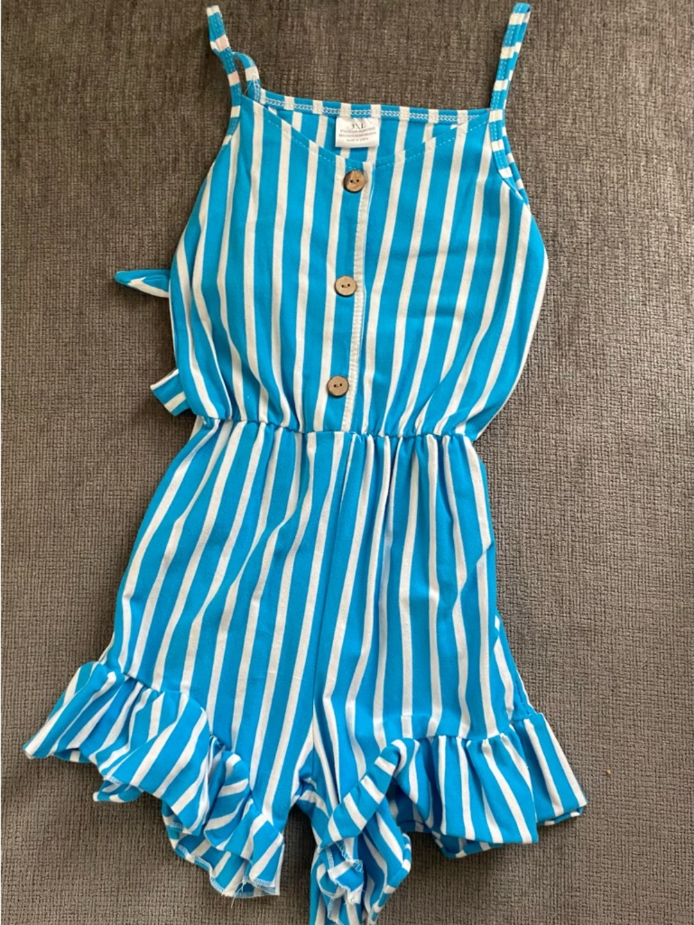 Striped Blue & White Ruffle Romper - Kids
